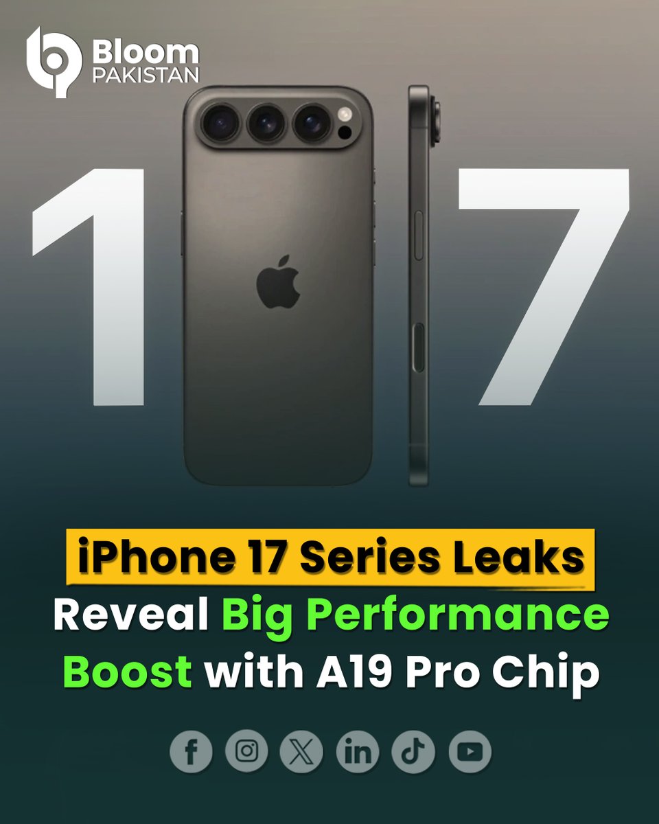 bloom_pakistan's tweet photo. These scores reveal what we can expect from the all-new A19 Pro chip, and how Apple is continuing to lead the industry in raw CPU performance.
Read More:
https://t.co/kOQEV1LK0G
#BloomPakistan @Apple #iPhone17Pro #GeekbenchLeak #ApplePerformance #ProMax2025 #iPhoneLeaks #TechNews #AppleUpdate