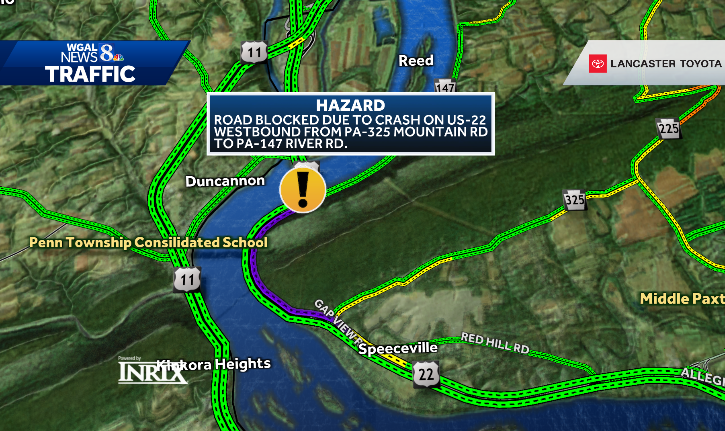 Dauphin County, Reed TWP: single vehicle crash after 3am that has the WB lanes closed between Mountain Road the Halifax exit