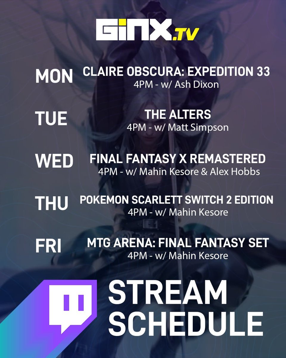 There's a whole lotta gaming happening this week at GINX TV, ending in checking out the latest Final Fantasy crossover set in MTG Arena! 😎

Join us everyday at 4pm! ✨

twitch.tv/ginxtv 💖
