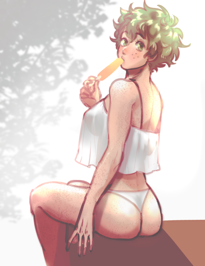 spiced_covfee's tweet photo. saw a few big booba dekus on my tl and I jumped out of bed to draw my own so here is big tiddy deku in her undies, a flowy tank top, no bra, airing everything out while eating a popsicle 😎
ok now i go to sleep lol https://t.co/tKC7BKNRxa