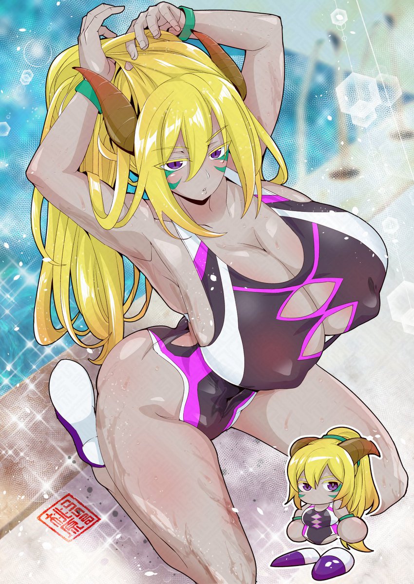 カラー版～🍑🩱✨
 #水着からしか得られない栄養があるので見た人も貼る 