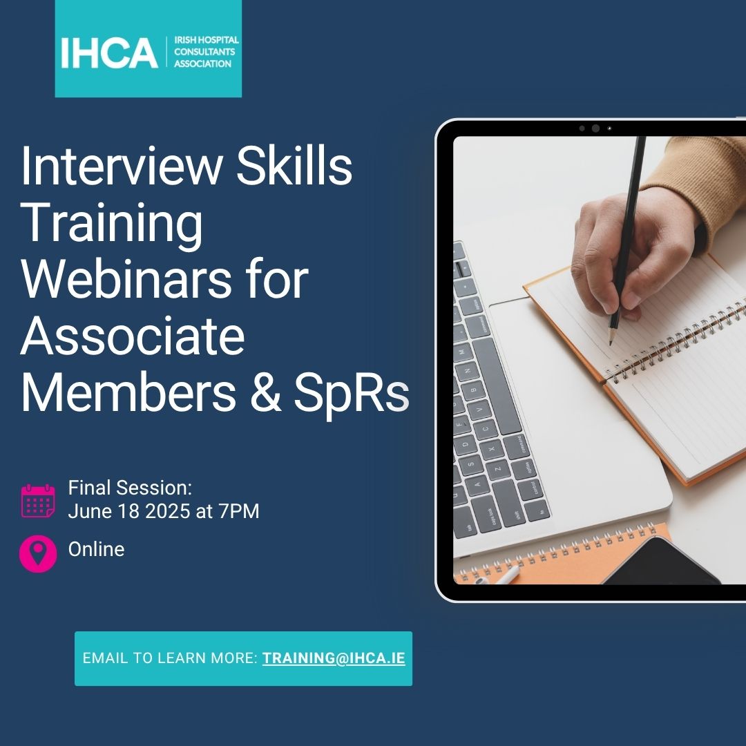 IHCA (@ihca_ie) on Twitter photo Our final Consultant interview prep webinar with The Communications Clinic is this Wed, June 18. While it is fully booked, you can email training@ihca.ie to register interest for future sessions. Free for IHCA Associate Members, €125 for others.
Details: ihca.ie Our final Consultant interview prep webinar with The Communications Clinic is this Wed, June 18. While it is fully booked, you can email training@ihca.ie to register interest for future sessions. Free for IHCA Associate Members, €125 for others.
Details: ihca.ie