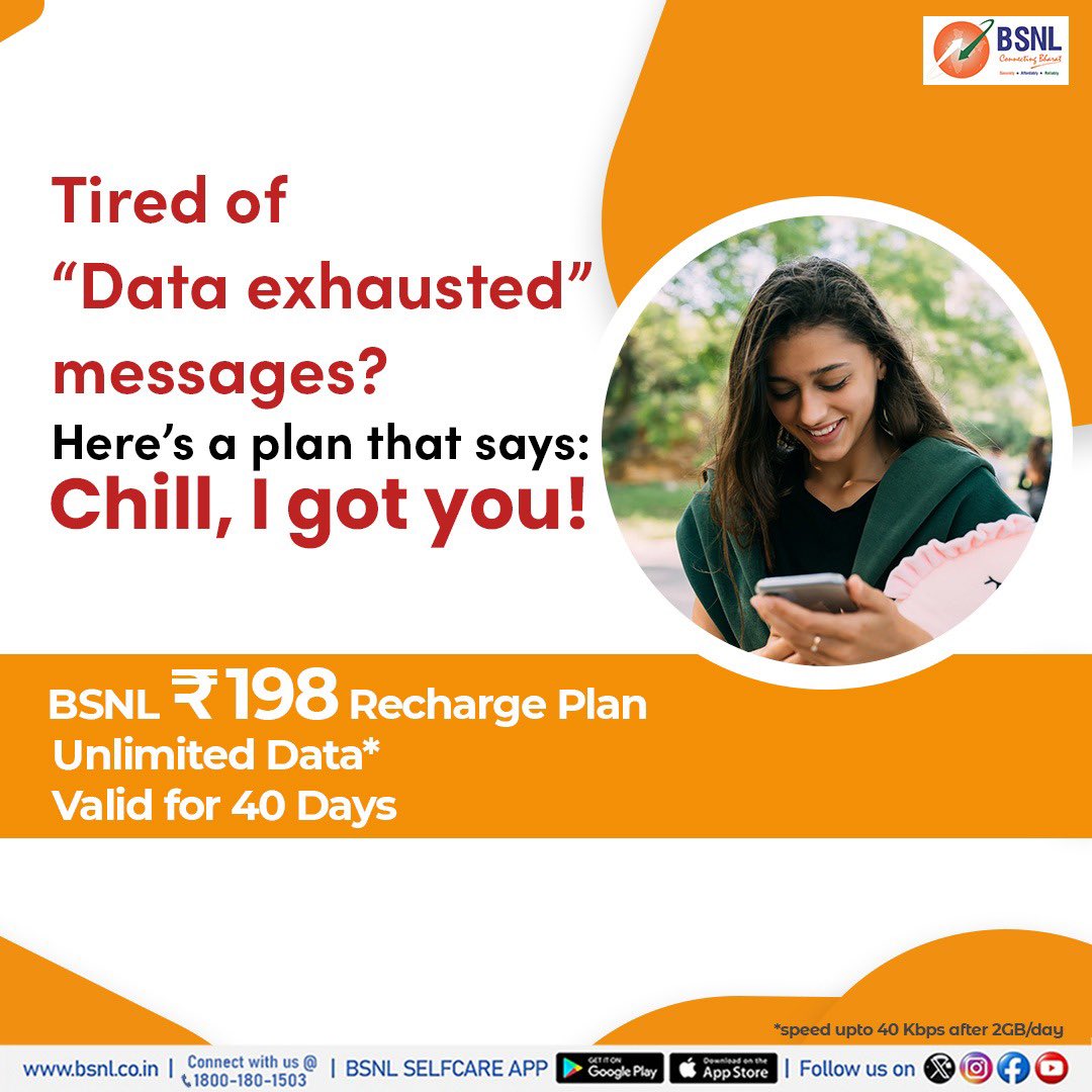 BSNL 40 Days Plan - BSNL 198 Data Plan