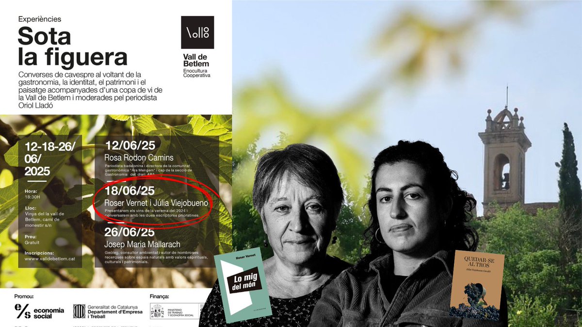 Oriol Lladó (@oriolllado) on Twitter photo ‘Lo mig del món’ de Roser Vernet i ‘Quedar-se al tros’ de Júlia Viejobueno són dos llibres recents sobre l’afany de persistir. Parlarem de país, identitat, paisatge, memòria i pagesia; dimecres al cicle ‘Sota la figuera’ de <a href="/VallBetlem/">Vall de Betlem</a>, un pont entre el Priorat i #Badalona. ‘Lo mig del món’ de Roser Vernet i ‘Quedar-se al tros’ de Júlia Viejobueno són dos llibres recents sobre l’afany de persistir. Parlarem de país, identitat, paisatge, memòria i pagesia; dimecres al cicle ‘Sota la figuera’ de <a href="/VallBetlem/">Vall de Betlem</a>, un pont entre el Priorat i #Badalona.