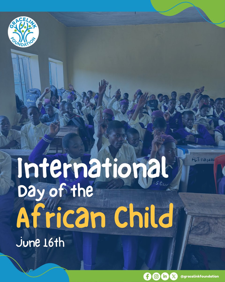 Gracelink Foundation (@gracelinkf) on Twitter photo We celebrate the dreams & voices of the African child.
At Gracelinkfoundation, we believe every child deserves access to quality education, safety, & the opportunity to lead.
We’re committed to nurturing young leaders who will shape a better tomorrow. 
 #dayofttheafricanchild We celebrate the dreams & voices of the African child.
At Gracelinkfoundation, we believe every child deserves access to quality education, safety, & the opportunity to lead.
We’re committed to nurturing young leaders who will shape a better tomorrow. 
 #dayofttheafricanchild