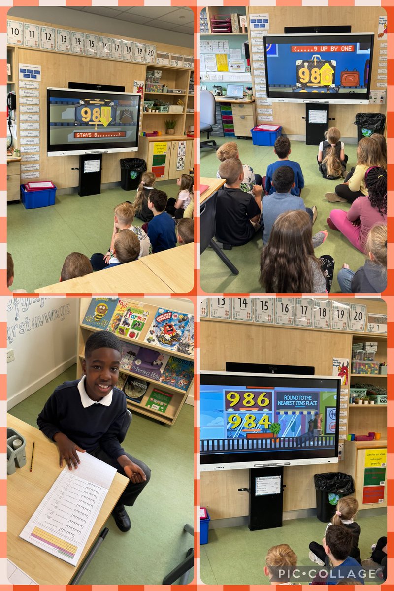 MrsFaryma's tweet photo. We used #NumberFans and whiteboards to practise rounding numbers to the nearest 10 and we compared numbers using our special symbols #NumberTalks #Numeracy 🐊@SeatonPSchool https://t.co/KqBAjOWfsr