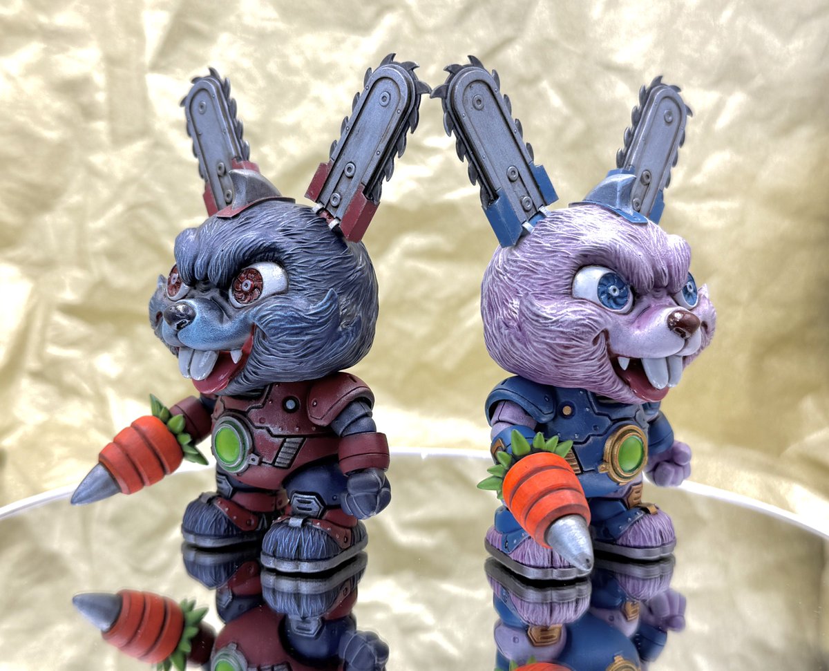 ikd_Suuuu's tweet image. 白うさぎ版と黒うさぎ版のカラーバリエーションで塗ってみました☺️

 #獣機侵攻アニマゲドン 
 #ラヴィーバイツ