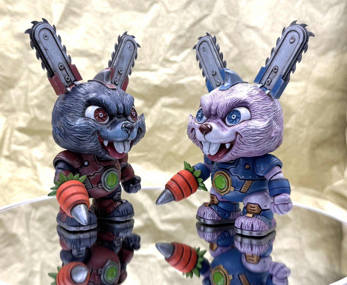 ikd_Suuuu's tweet image. 白うさぎ版と黒うさぎ版のカラーバリエーションで塗ってみました☺️

 #獣機侵攻アニマゲドン 
 #ラヴィーバイツ