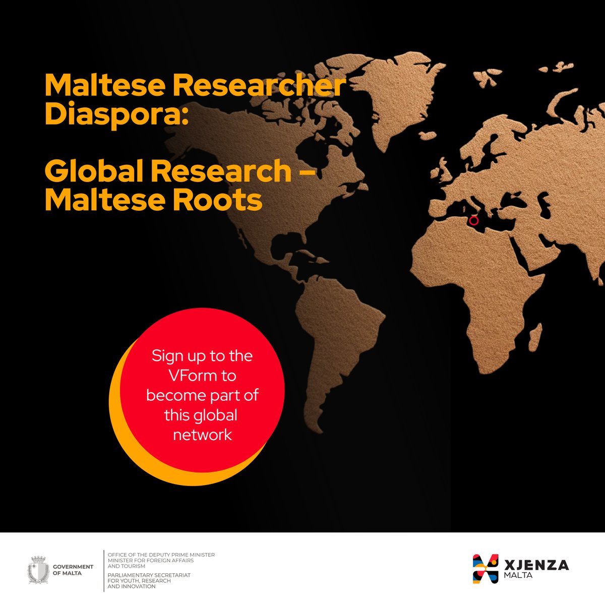 🌍Calling Maltese researchers abroad

As part of Xjenza Malta’s mission to boost the global visibility of Maltese research, Maltese researchers overseas can join the network by signing up to the V Form lnkd.in/eyX-gBWu.

#Diaspora #globalnetwork