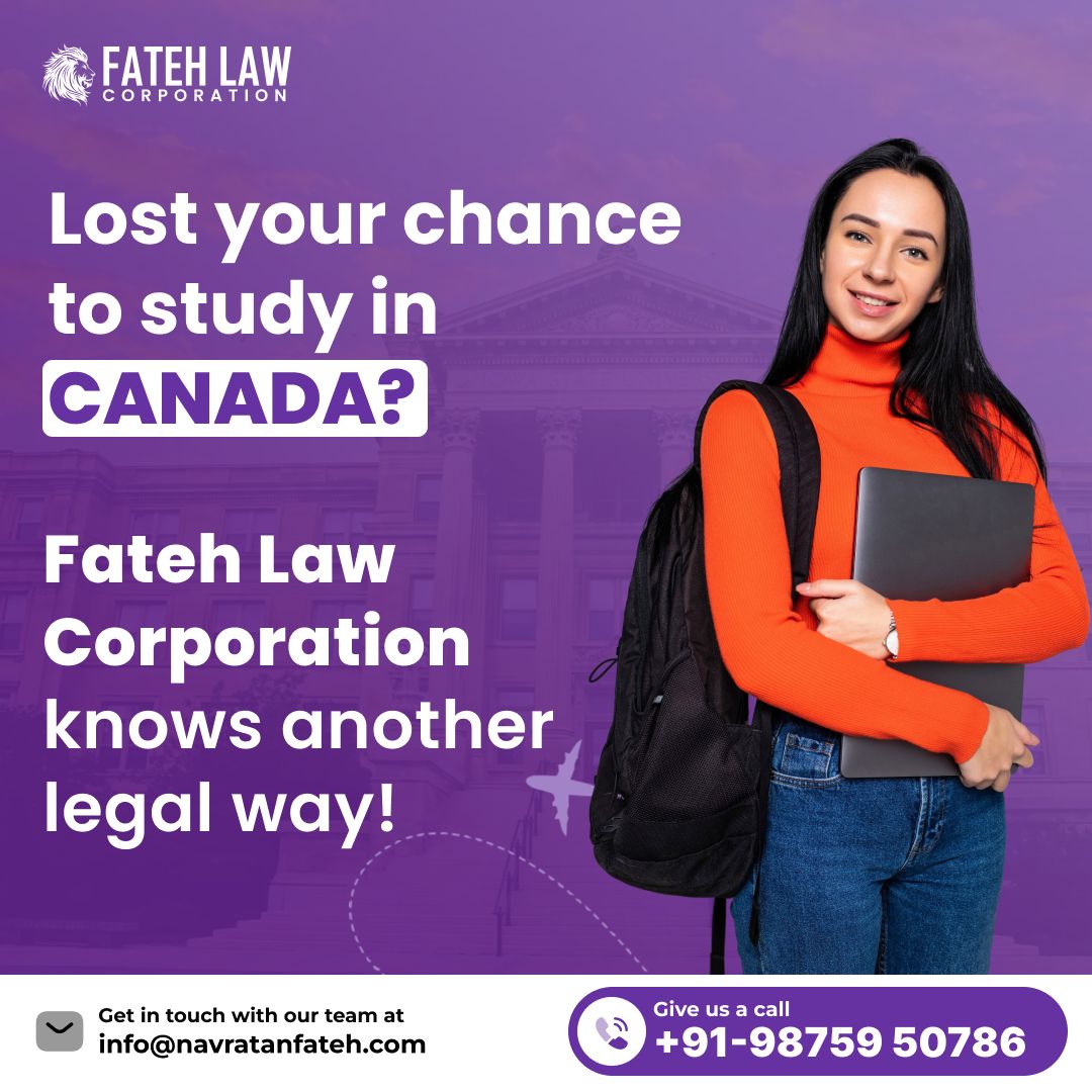 FatehLawCorp's tweet photo. 🎓 Lost Your Chance to Study in Canada?
Don’t give up just yet. Fateh Law Corporation knows a legal way to get you back on track. 

 ✅ Study permit refused? We can review and refile your case
 ✅ Explore alternative legal options that most agents overlook
 ✅ Get personalized legal strategies tailored to your situation
 ✅ Trusted by students across India for Canadian immigration support

Our experienced legal team turns refusals into second chances.
Your Canadian dream isn’t over. It’s just getting started.

📞 Ready to move forward? Call us today
 📱 +91 9875950786
 📧 info@navratanfateh.com
 🌐 https://t.co/n4kMMfrkwr
#StudyInCanada #FatehLawCorporation #VisaRefusalHelp #CanadaImmigration #StudyPermitRefusal #LegalAdvice #TRVHelp #CanadianVisaSupport