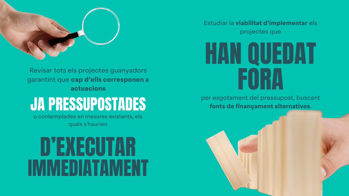 Demanem al govern Collboni una auditoria dels pressupostos participatius que analitzi les deficiències del procés i proposi millores. 🗳

Són una eina fonamental per apoderar la ciutadania. 👥