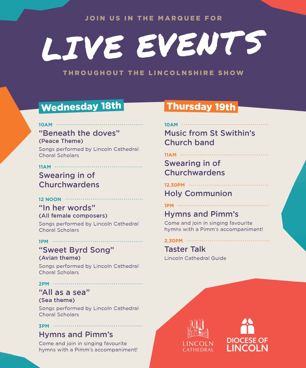 We can't wait to see you at the #LincolnshireShow on Wed &amp;Thur this week. Join us and The Diocese of Lincoln on stand CS46, where there'll be live music. And  head for the heritage skills area where you can meet our masons and find out more about the amazing work they a do.