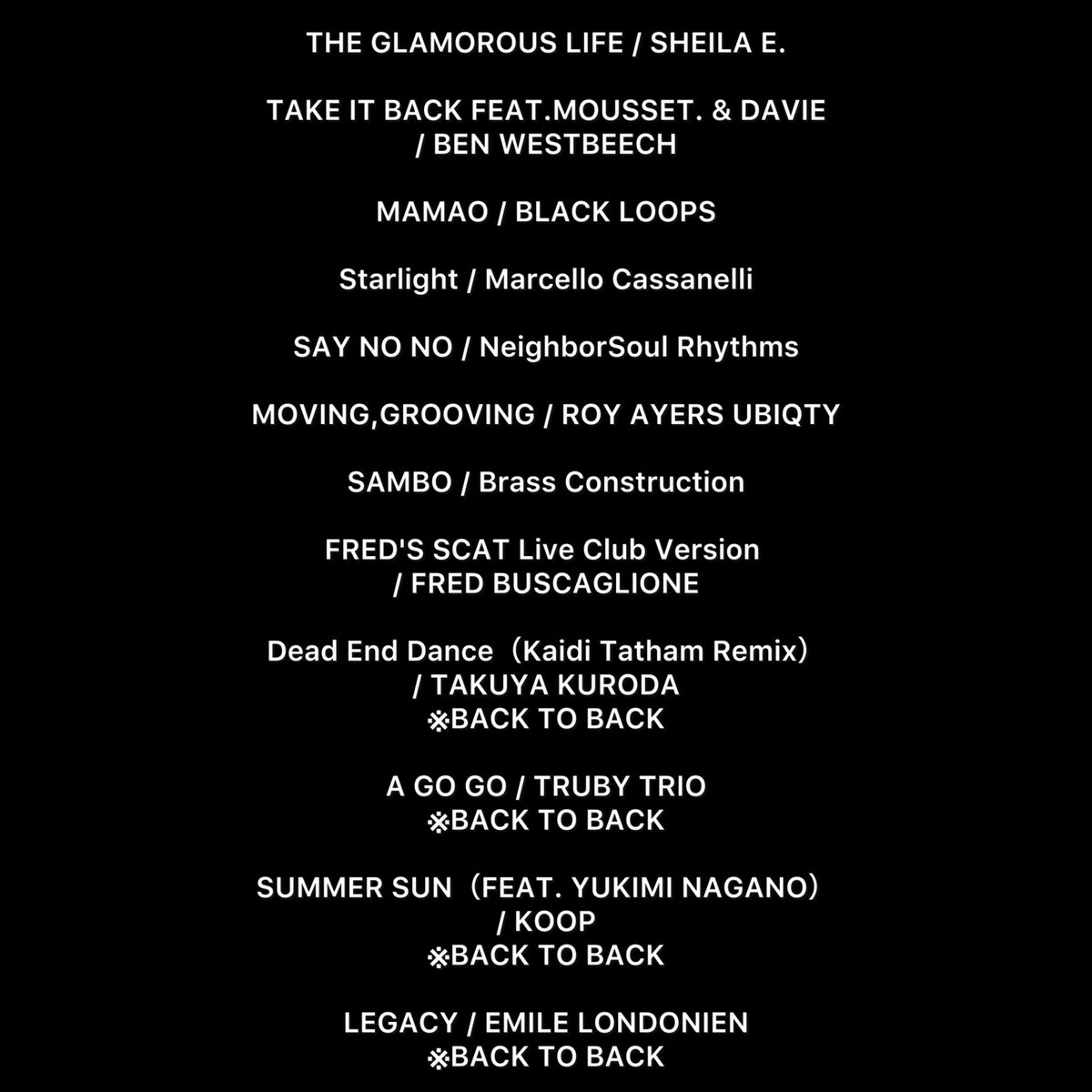 先日のJAZZ SOBAも満員御礼でありがとうございました‼️🙇
プレイリストを掲載しておきますので、良かったら見てみてください😁
次回は6/23（月）開催です！
お気軽にお越しください🙌🏻🙌🏻🙌🏻

#jazz # jazzsoba #kuramae #tokyo