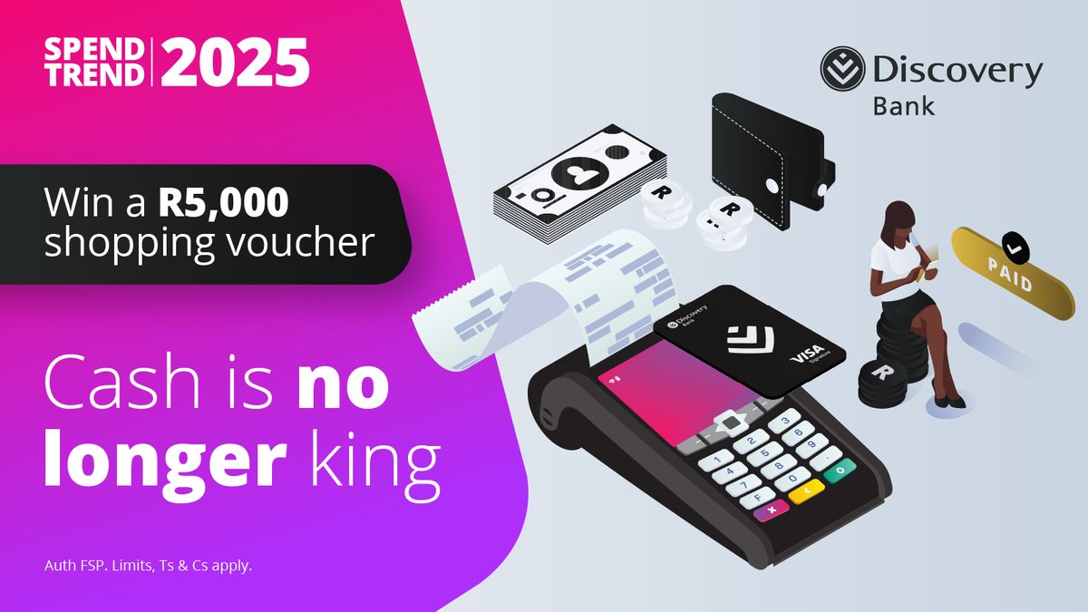 Discovery_SA's tweet image. 💳 With digital payments offering greater convenience &amp;amp; enhanced security, cash payments are gradually being replaced. To stand to win a R5,000 voucher, tell us how our digital payments have made your life simpler. Reply with #DiscoveryBestBank &amp;amp; #SpendTrend25. Ts&amp;amp;Cs apply