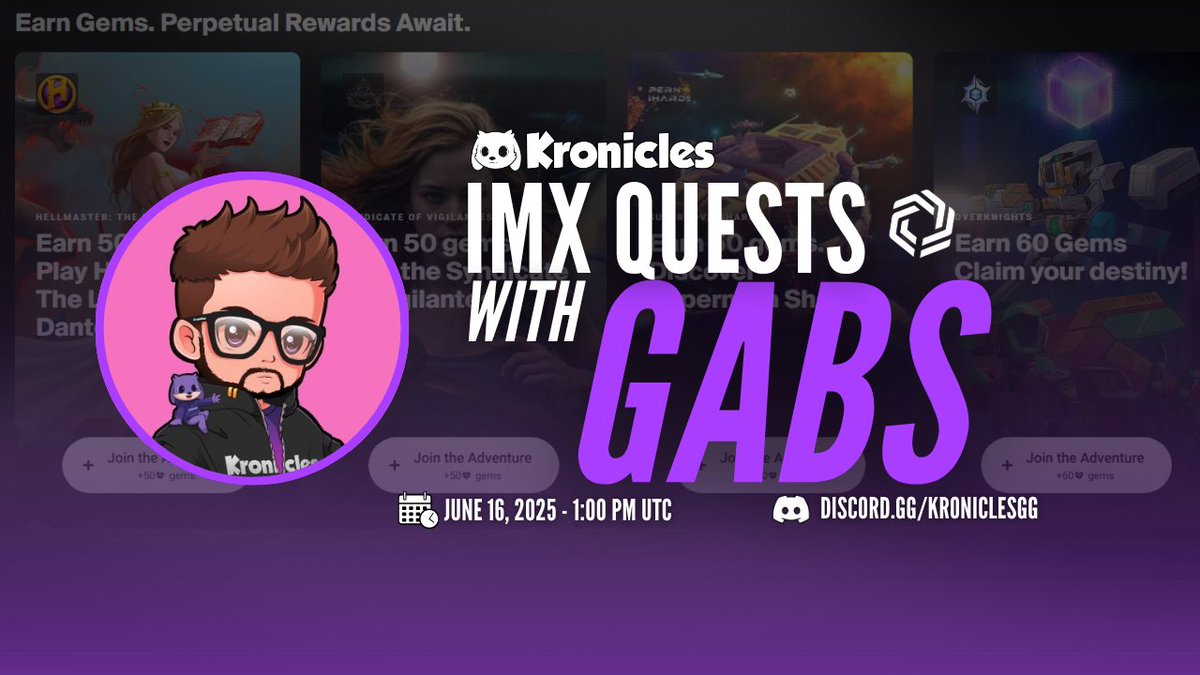 Let’s break down weekly quests, gems, and rewards in <a href="/Immutable/">Immutable</a> with <a href="/fsgabskrn/">Gabs</a>!

📆 1:00 PM UTC
📍 Kronicles server