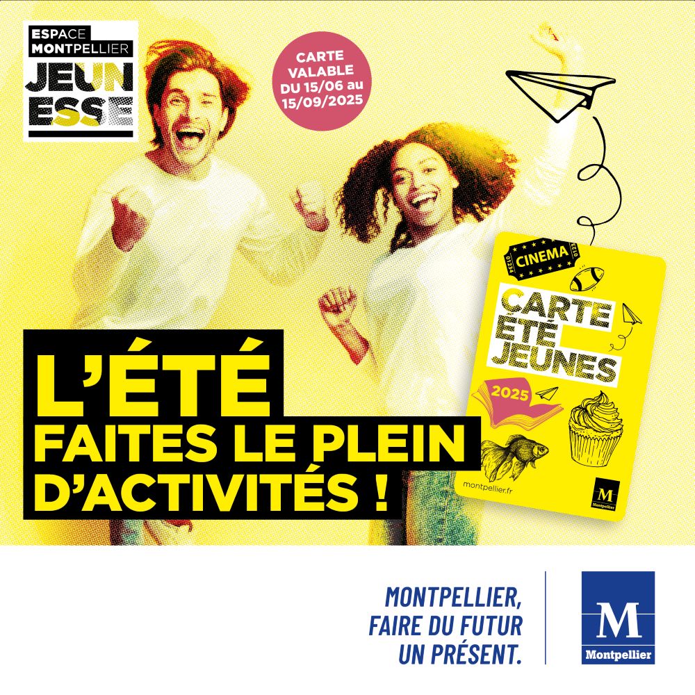 Ville de Montpellier (@montpellier_) on Twitter photo 😎🎉 La Carte Été Jeunes est de retour !
🖼🤾♀️🥐 Entrée au <a href="/museefabre/">Musée Fabre</a>, place pour un match du <a href="/mhbofficiel/">Montpellier Handball</a>, petit déjeuner…
À retirer dans l'espace <a href="/MtpJeunesse/">Montpellier Jeunesse</a>, l'Office de Tourisme & les 24 Maisons pour Tous ! 😍
Plus d’infos 👉 mntp.fr/carteetejeunes 😎🎉 La Carte Été Jeunes est de retour !
🖼🤾♀️🥐 Entrée au <a href="/museefabre/">Musée Fabre</a>, place pour un match du <a href="/mhbofficiel/">Montpellier Handball</a>, petit déjeuner…
À retirer dans l'espace <a href="/MtpJeunesse/">Montpellier Jeunesse</a>, l'Office de Tourisme & les 24 Maisons pour Tous ! 😍
Plus d’infos 👉 mntp.fr/carteetejeunes