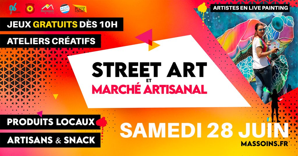 🎨 Le street art s'invite à Massoins le 28 juin !

Au programme : live painting, expo, ateliers, marché artisanal &amp; animations pour tous 👨‍👩‍👧‍👦
Un rendez-vous artistique au cœur de l’arrière-pays niçois ✨

📍Massoins

#CotedAzurFrance #Departement06