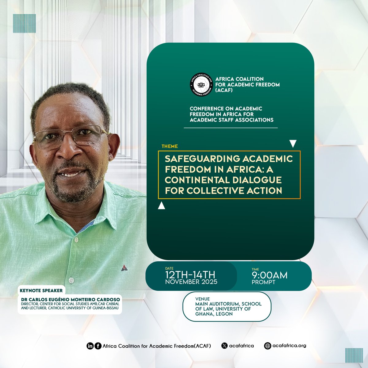 📢📢Call for Submissions

 ACAF is pleased to invite submissions for its upcoming Conference on Academic Freedom in Africa for Academic Staff Associations, under the theme : "Safeguarding Academic Freedom in Africa: A Continental Dialogue for Collective Action"