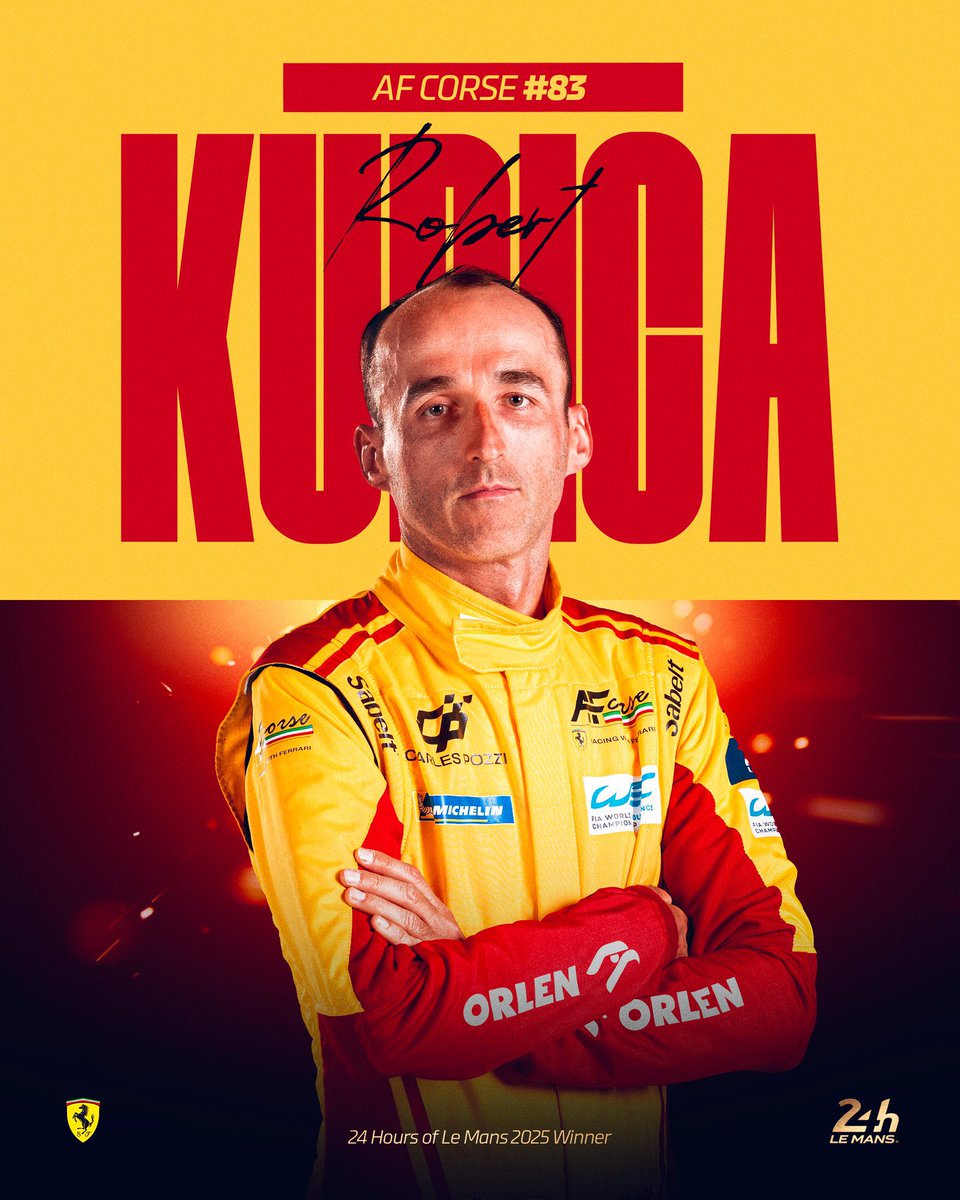 Robert Kubica <a href="/R_Kubica/">Robert Kubica</a> won the 24 Hours of Le Mans and secured his place in history. The AF Corse driver thus took revenge on past events, as he could have been the winner of the famous race back in 2021.

<a href="/24hoursoflemans/">24 Hours of Le Mans</a> #lemans #LeMans24h #LeMans24 #Kubica