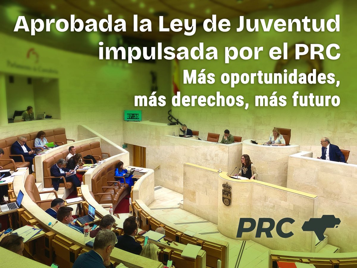 prcantabria's tweet photo. @rcdiazfer73 @rcdiaz73 @RevillaMiguelA @PaulaFdezPRC @j_lopezmarcano @GuillermOngayo @javitorrelavega 📅 Hoy es un día importante para #Cantabria y, sobre todo, para su #juventud

✅ @parlacan ha aprobado la Ley de Juventud impulsada por el @prcantabria desde la oposición.

Más oportunidades, más derechos, más futuro.

#Juventud #PRC #LeyDeJuventud https://t.co/nSkFlKX4pk