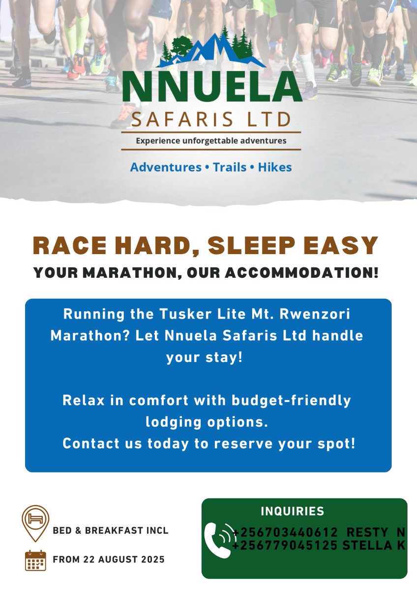 Nabatte resty (@nabatteresty) on Twitter photo Have you registered for the <a href="/RwenzoriMarathn/">Tusker Lite Rwenzori Marathon</a> yet?
Let's sort out a comfy place for your stay.
Get in touch with <a href="/stellakayy/">Stella Kamakune</a> or I, we got you. ❤️ 😍 Have you registered for the <a href="/RwenzoriMarathn/">Tusker Lite Rwenzori Marathon</a> yet?
Let's sort out a comfy place for your stay.
Get in touch with <a href="/stellakayy/">Stella Kamakune</a> or I, we got you. ❤️ 😍