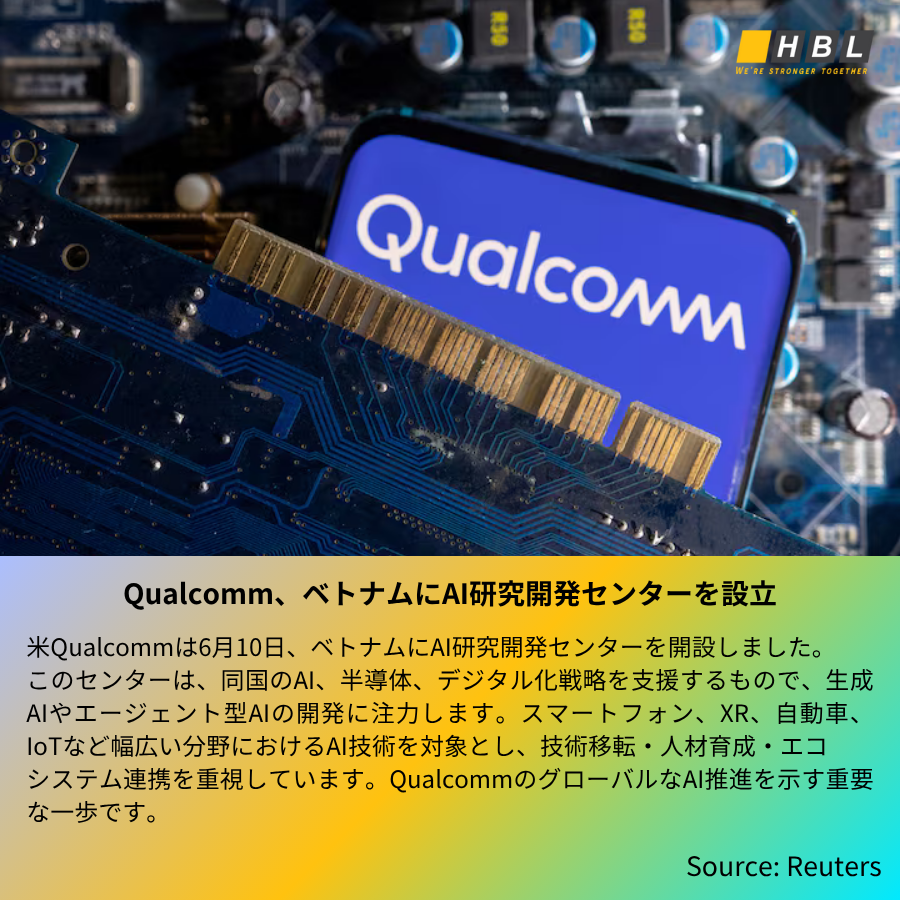 hblab_jp's tweet photo. 【最新版】IT業界でのニュース ❗
❶ Scale AI、Metaからの大型出資を確認

❷ 日本、キャッシュレス化の進展で日銀が決済革新を促進

❸ Qualcomm、ベトナムにAI研究開発センターを設立

❹ Google、検索クエリに音声概要機能をテスト導入

#HBLAB #エイチビーラボ #ScaleAI #Qualcomm #Google https://t.co/TY2PN0vXYn
