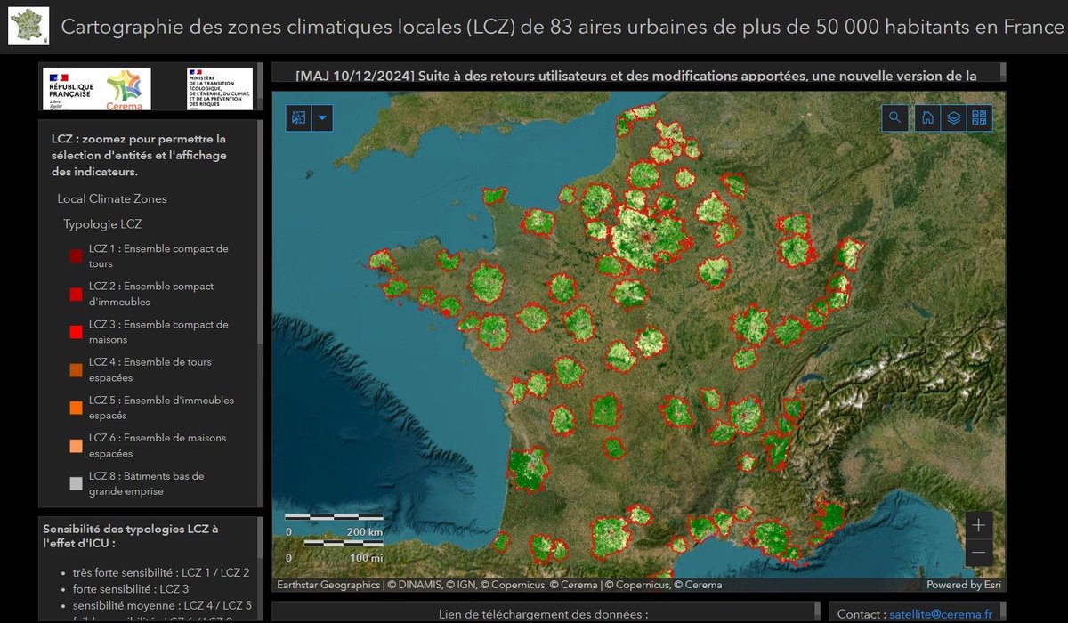 Cartographie des Zones Climatiques Locales (LCZ) dans les aires urbaines françaises
Le Cerema met à disposition l’outil Zones climatiques locales qui permet d’accéder aux données et cartes indiquant le degré d’exposition au phénomène d’îlot de chaleur
cartonumerique.blogspot.com/2025/06/cartog…