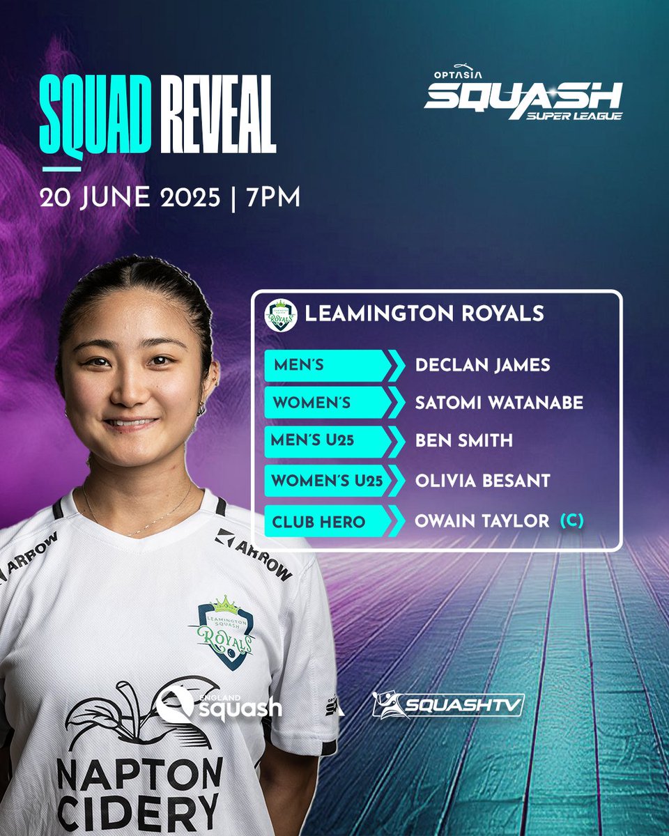 Optasia Squash Super League (@squashsl) on Twitter photo Can the Royals lift the inaugural title?!? 
Here's how the Leamington Royals will line up for the Grand Final this Friday - what a team! ๐ฅ
๐บ Watch LIVE on <a href="/SquashTV/">SQUASHTV</a> from 7pm
Read more ๐ tinyurl.com/y6wbhmun Can the Royals lift the inaugural title?!? 
Here's how the Leamington Royals will line up for the Grand Final this Friday - what a team! ๐ฅ
๐บ Watch LIVE on <a href="/SquashTV/">SQUASHTV</a> from 7pm
Read more ๐ tinyurl.com/y6wbhmun