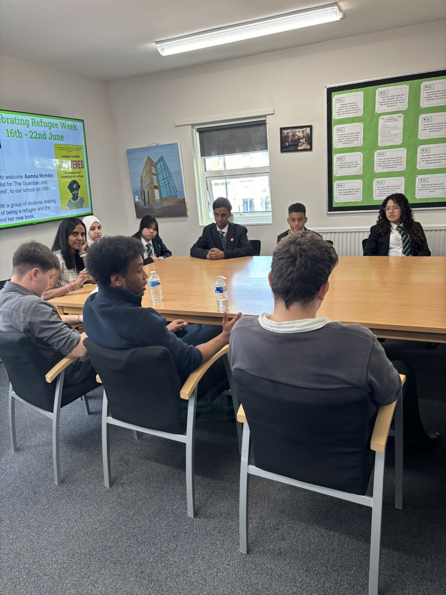 Fulham Cross Academy (@fulhamcrossacad) on Twitter photo We were honoured to welcome <a href="/aamnamohdin/">Aamna Mohdin</a> to Fulham Cross Academy for #RefugeeWeek. She shared her journey and insights from her book Scattered with our students—an inspiring and powerful conversation. 💬📖🌍 #RefugeeStories #Scattered #TheGuardian We were honoured to welcome <a href="/aamnamohdin/">Aamna Mohdin</a> to Fulham Cross Academy for #RefugeeWeek. She shared her journey and insights from her book Scattered with our students—an inspiring and powerful conversation. 💬📖🌍 #RefugeeStories #Scattered #TheGuardian