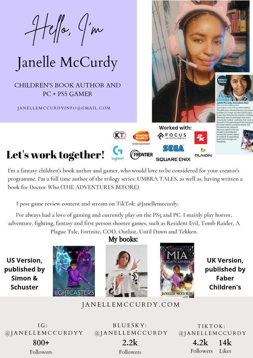 Janelle McCurdy (@janellelmccurdy) on Twitter photo Posting my updated media kit in case any amazing gaming companies and brands want to collaborate!
Email or DM me for more details: Janellemccurdyinfo@gmail.com
I do: Game reviews, streaming, product review, PR packages, gaming montage videos, headset customisations + more! ๐ฎ Posting my updated media kit in case any amazing gaming companies and brands want to collaborate!
Email or DM me for more details: Janellemccurdyinfo@gmail.com
I do: Game reviews, streaming, product review, PR packages, gaming montage videos, headset customisations + more! ๐ฎ