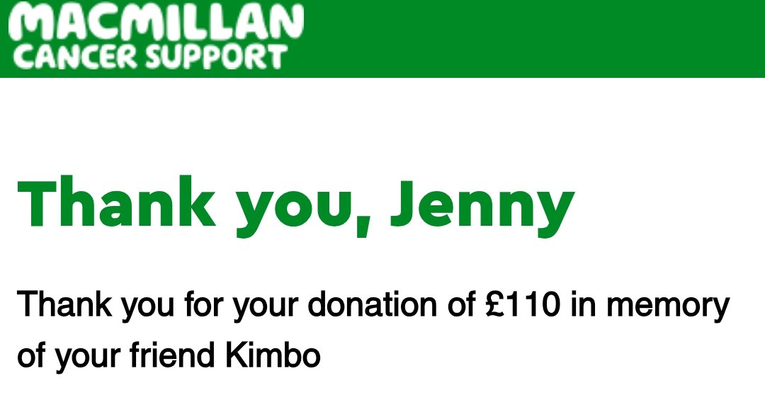 Jen Dixon ๐ถ (@jendixonmusic) on Twitter photo First money sent to <a href="/macmillancancer/">Macmillan Cancer Support</a> - there's still a few vinyls left and a load of tees ๐ donations in memory of <a href="/ForsythK2/">Kimbo ๐๐ง</a> โฅ๏ธ First money sent to <a href="/macmillancancer/">Macmillan Cancer Support</a> - there's still a few vinyls left and a load of tees ๐ donations in memory of <a href="/ForsythK2/">Kimbo ๐๐ง</a> โฅ๏ธ