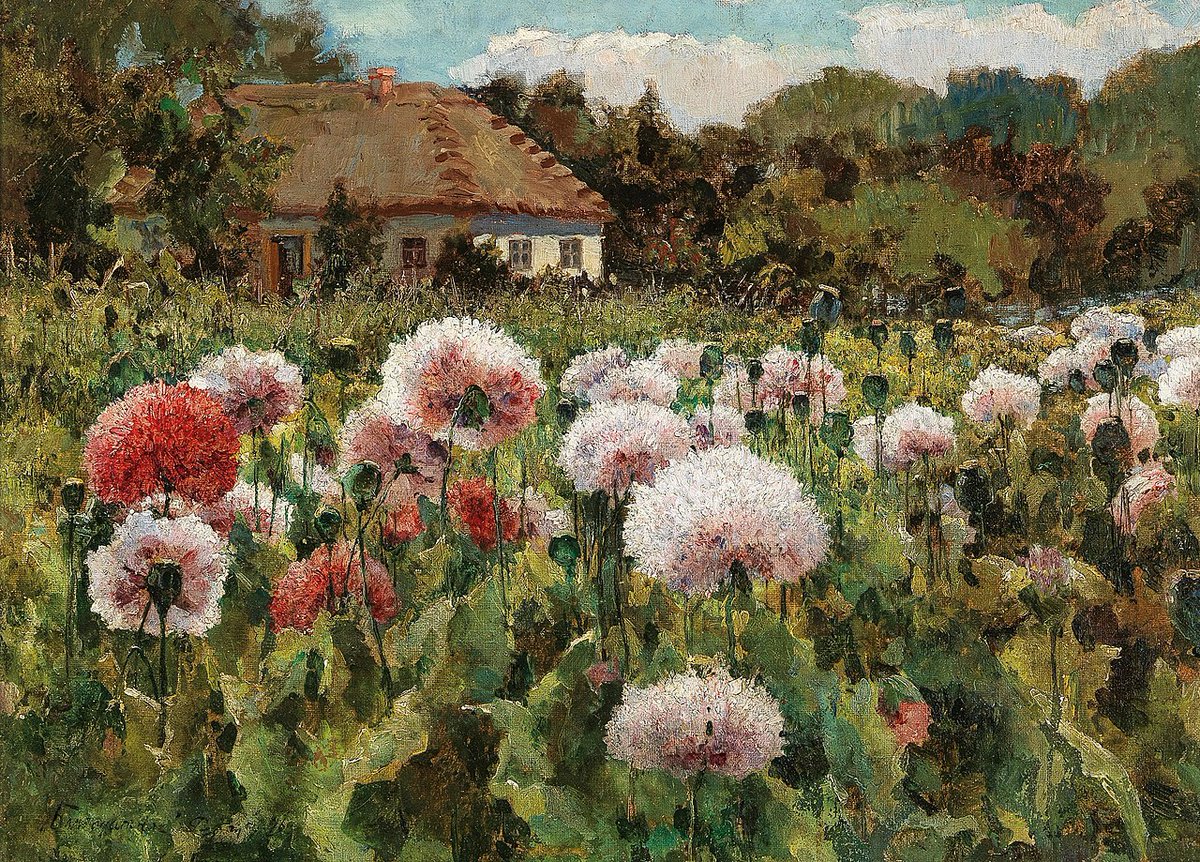 A Blossoming Garden with Poppies, by Ukrainian painter Mykhaylo Berkos (1896). In private collection.