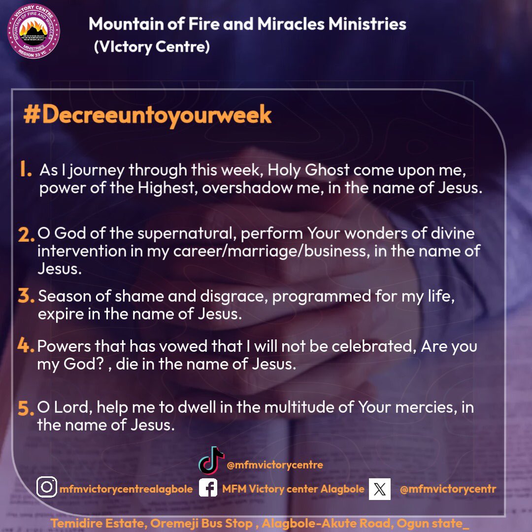 mfmvictorycentr's tweet image. Dear Beloved 💜

*_"Commit your works to the Lord, and your thoughts will be established." — Proverbs 16:3 (NKJV)_*

*Pray along and share this with a loved one.*
#decreeuntotheweek
#decreeuntoyourweek
#DecreeAndDeclare