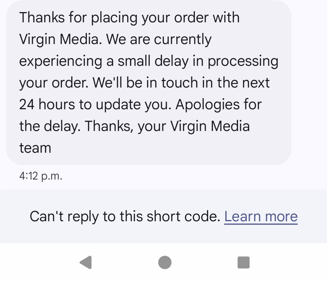 Keith_Mac39's tweet photo. @VirginMediaIE hi all placed an order with switcher for broadband and  received the below text. And have heard nothing since 

Tried create an account to check order and never got sent the verification email. Can someone get in touch please so we can arrange this order https://t.co/EtEM7XLGfC