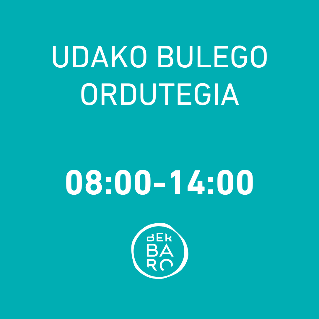 Irailaren 12ra arte udako bulego orduegia izango dugu. 🌞