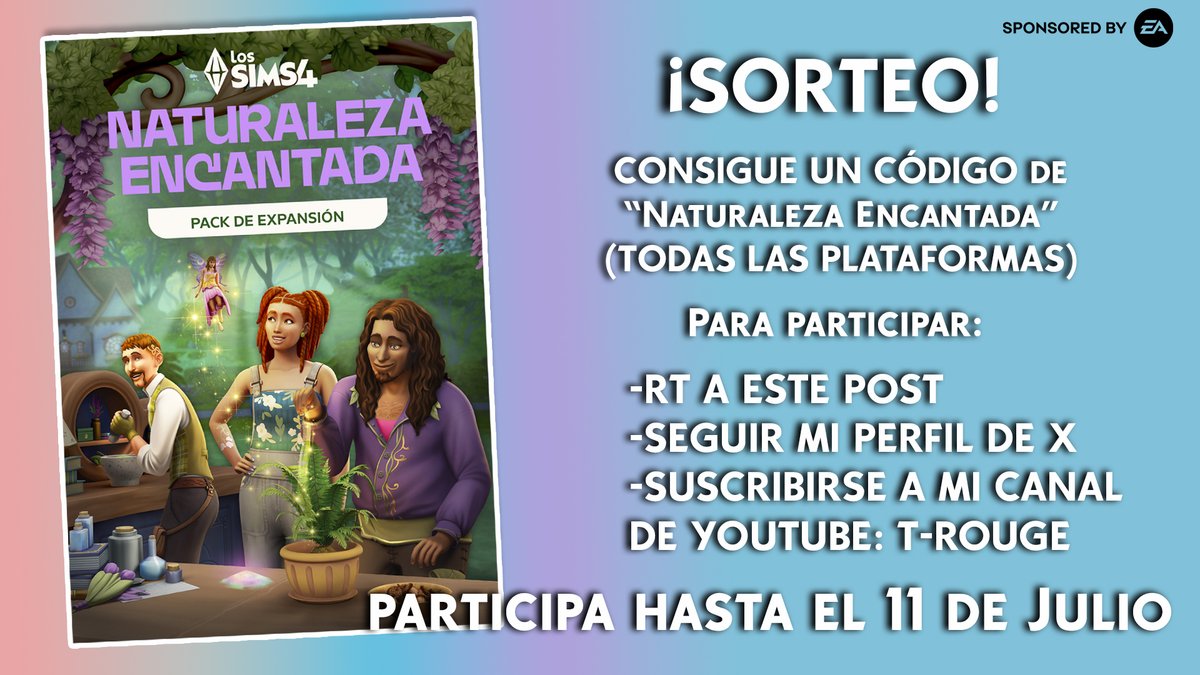 TanuskaRouge's tweet image. Gracias a #EACreatorNetwork tengo la oportunidad de sortear un código de 🧚NATURALEZA ENCANTADA🌷, la nueva expansión de Los Sims 4 que llega el 10 de Julio. Podéis participar hasta el día 11 de Julio (que es cuando se celebrará el sorteo). Mucha suerte!!
#Eapartner