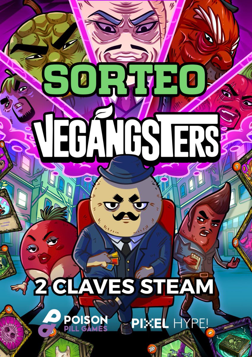 PixelHype's tweet image. 🚨SORTEO 2 CLAVES DE VEGANGSTERS🚨

Participa y gana una de las dos claves del juego para Steam.

🔹Seguir a @PoisonPillGames y a @PixelHype 
🔹RT a este post
🔹Comentar con #playVegangsters ¿Cuál es la fruta o verdura que más temes?

🗓️ Válido hasta 18/06/2025 a las 18:00