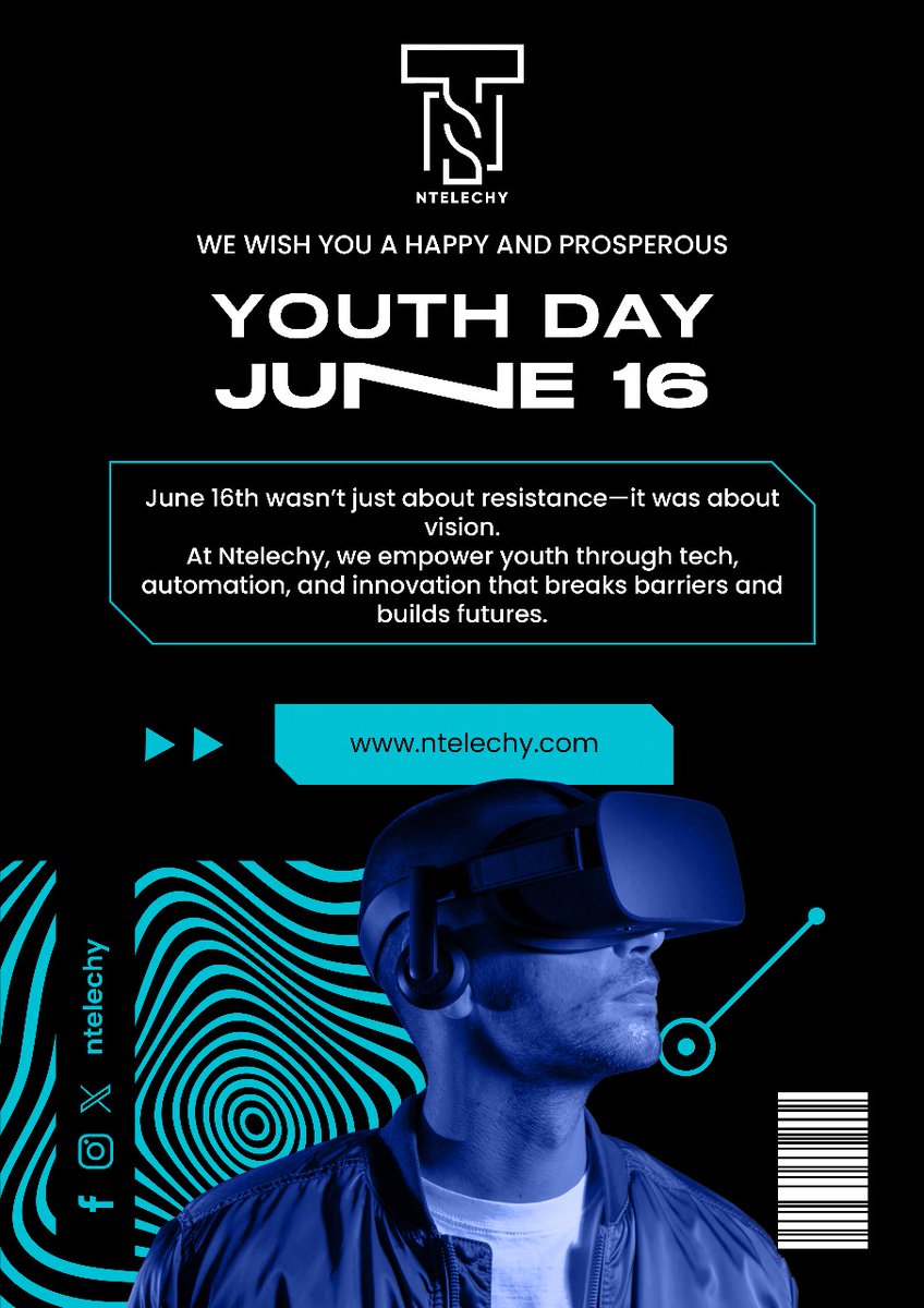 June 16 was about freedom through education.
At Ntelechy, we honour that legacy by coding, automating &amp; innovating with purpose.
🖥️ From resistance to digital resilience.
#YouthDay2025 #CodeTheFuture #Ntelechy #DigitalLiberation #June16