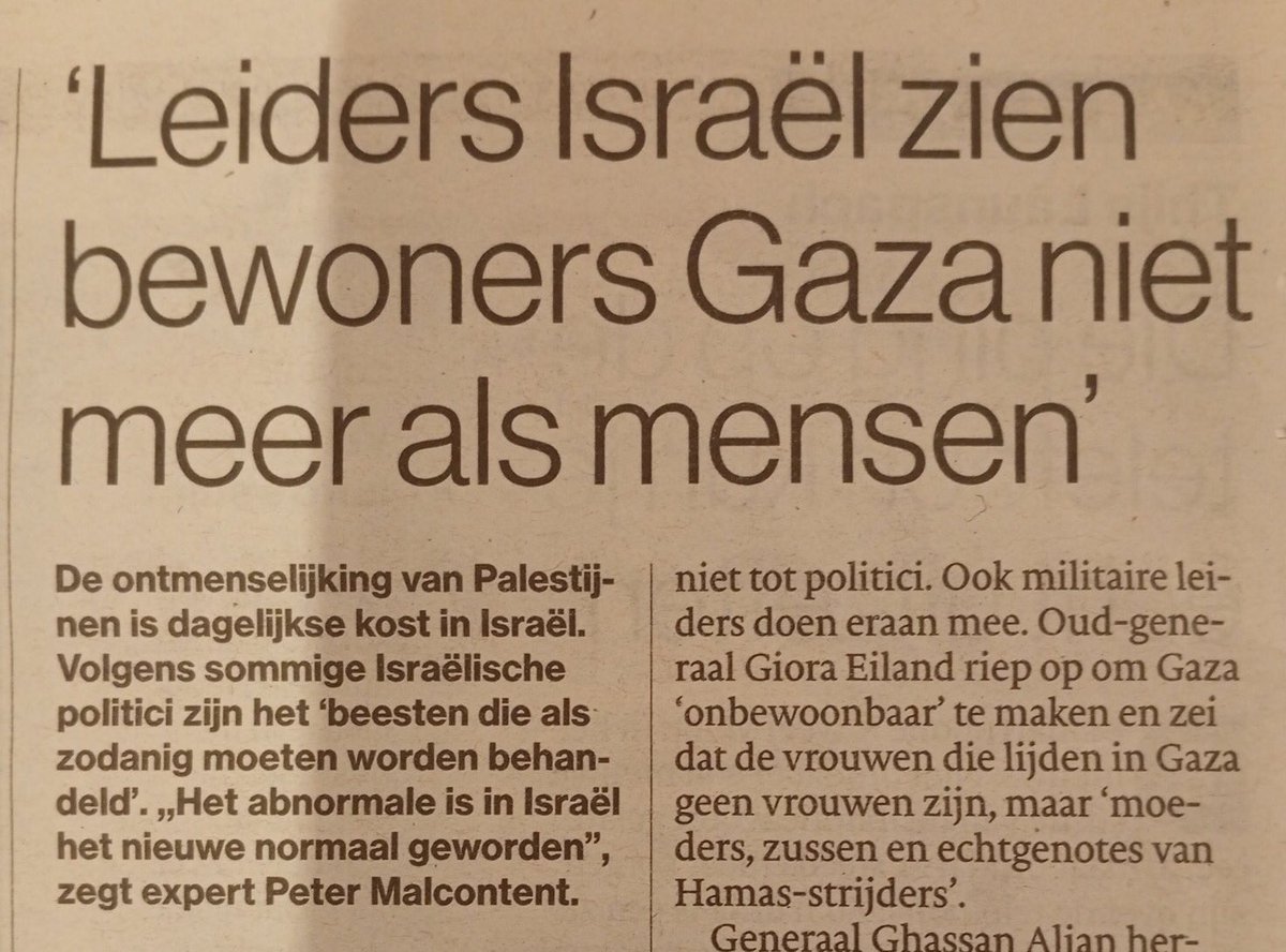 De nazi's noemden Joden ongedierte. Mussolini noemde andersdenkenden parasieten. De Israëli's noemen de Palestijnen beesten die als zodanig behandeld moeten worden.

Ontmenselijking is de kerngedachte van fascisten.