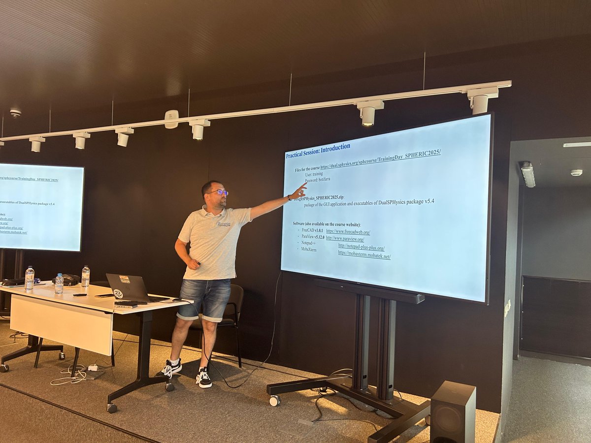 19th SPHERIC World Conference (17-19 june 2025) (@spheric2025) on Twitter photo 🛠️ Great hands-on session at #SPHERIC2025!
Intro to <a href="/DualSPHysics/">DualSPHysics</a> led by Prof. Alex Crespo (University of Vigo) 🔍
Participants dove into SPH workflows and simulations — full focus and energy in the room! 👏
#SPH #DualSPHysics #TrainingDay #Barcelona #CFD 🛠️ Great hands-on session at #SPHERIC2025!
Intro to <a href="/DualSPHysics/">DualSPHysics</a> led by Prof. Alex Crespo (University of Vigo) 🔍
Participants dove into SPH workflows and simulations — full focus and energy in the room! 👏
#SPH #DualSPHysics #TrainingDay #Barcelona #CFD