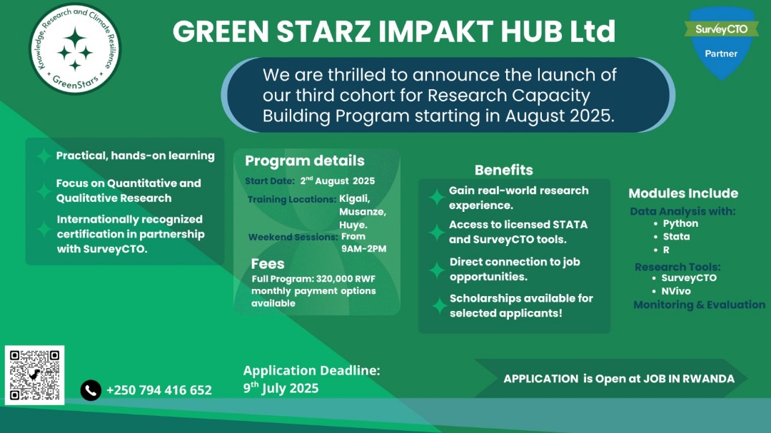 GreenStarzHub's tweet image. Hello everyone! 

We’re excited to announce that Application for Cohort 3 of the Green Stars Research Capacity Building program is officially open! If you’re eager to enhance your research skills, please Apply Now!

Link for Application Cohort 3 is here lnkd.in/eZt92pRR