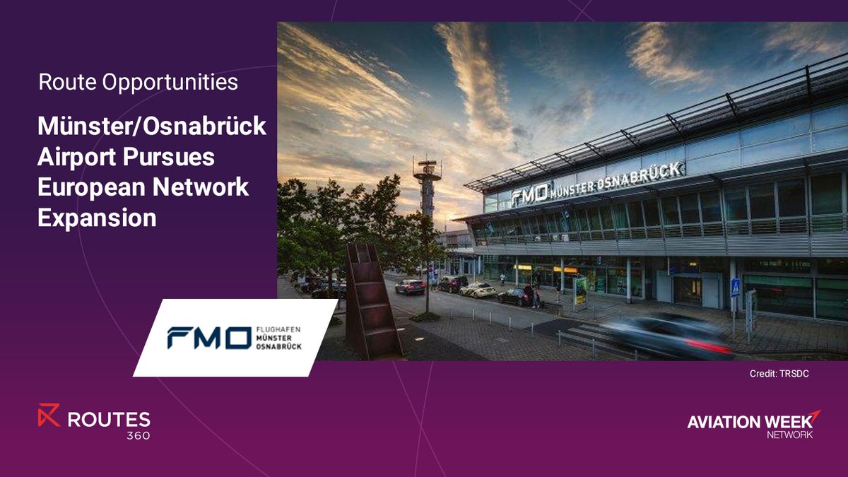 Münster/Osnabrück Airport (FMO) marked a 30% increase in passenger numbers during 2024, making it Germany’s fastest-growing airport. With strong growth, FMO is looking to expand its destination portfolio across Europe: bit.ly/3HKWyI5

#Routes360 #RouteOpportunities