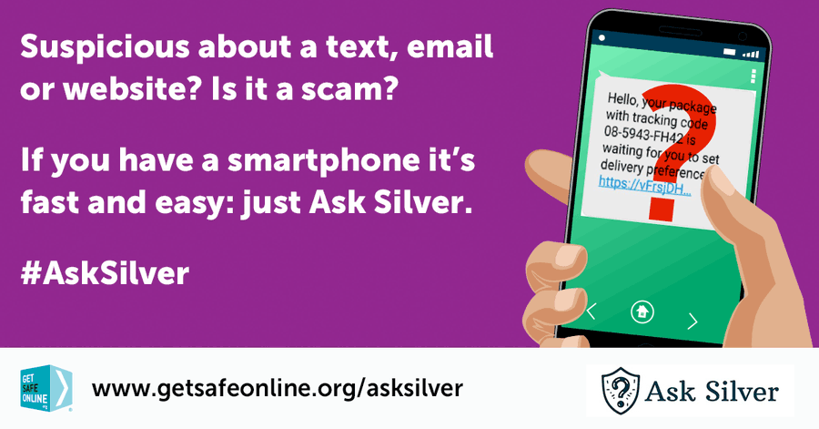 VictimsFirstTV's tweet image. Do you ever suspect that something unexpected you’ve received on a messaging app, email or on a website is fraudulent? You can check quickly and easily with #AskSilver, the AI-driven fraud prevention tool getsafeonline.org/asksilver