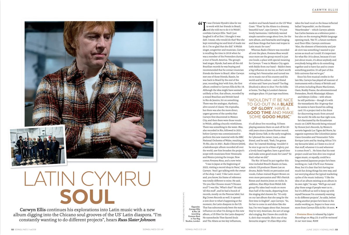 Willwork4funk (@willwork4funk) on Twitter photo A gorgeous 2-spread interview with Carwyn Ellis on UK <a href="/SonglinesMag/">Songlines Magazine</a>, where he talks about his project <a href="/colorama_sound/">Carwyn Ellis & Rio 18</a> aka Rio 18, their musical influences, new album 'Fontana Rosa' on <a href="/LoungeRecGroup/">LegereRecordings</a> and much more! A gorgeous 2-spread interview with Carwyn Ellis on UK <a href="/SonglinesMag/">Songlines Magazine</a>, where he talks about his project <a href="/colorama_sound/">Carwyn Ellis & Rio 18</a> aka Rio 18, their musical influences, new album 'Fontana Rosa' on <a href="/LoungeRecGroup/">LegereRecordings</a> and much more!