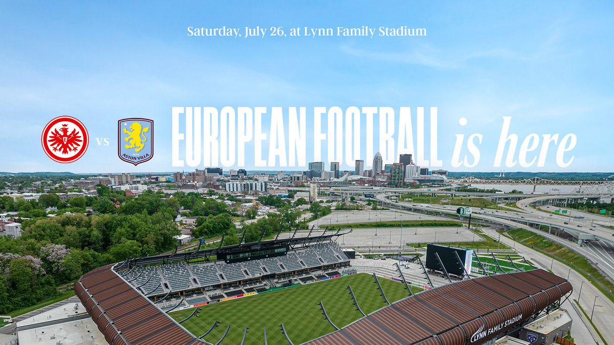 JUST IN:  Louisville's Lynn Family Stadium will host an international friendly between the English Premier League's Aston Villa and the German Bundesliga’s Eintracht Frankfurt on July 26th.