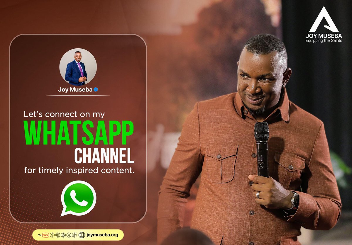 I’m bringing constant valuable spiritual insights that will elevate your spirituality to extraordinary heights.

Have a blessed week!

whatsapp.com/channel/0029Va… 

#JoyMuseba 
#EquippingTheSaints