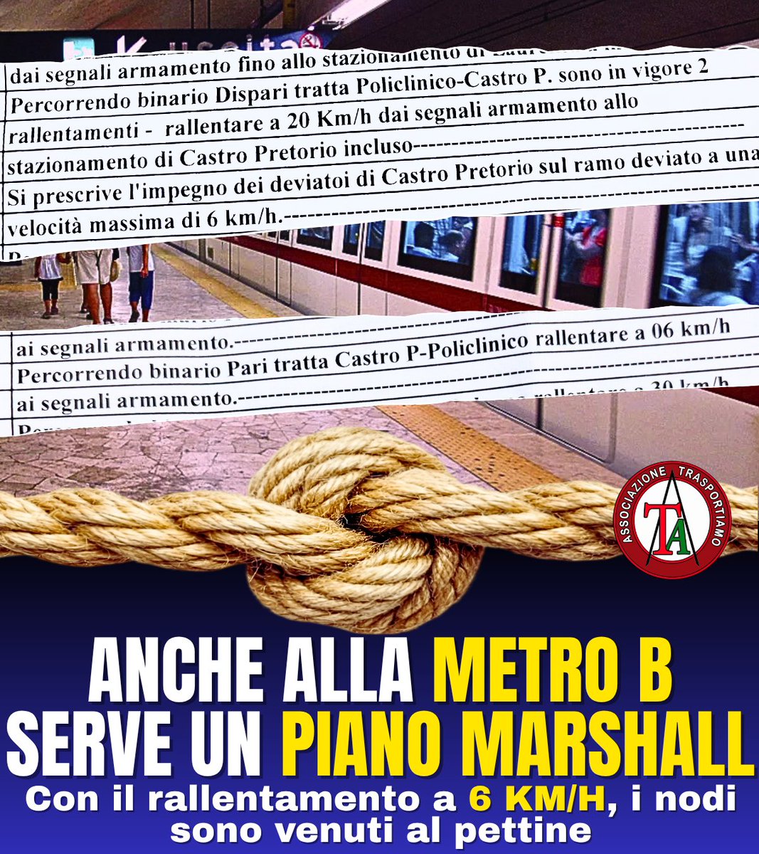 La #MetroB a 6 km/h. Una scelta estrema quella adottata da #Atac due settimane fa, che ha fatto imbufalire i pendolari. Ma c’era da aspettarselo. 
👉shorturl.at/SfaHi
<a href="/MercurioPsi/">Mercurio Viaggiatore</a> <a href="/TUTraP_APS/">TUTraP-APS</a> <a href="/PendolariRMNord/">Pendolari Roma Nord</a> <a href="/rosati_fabio/">Fabio Rosati 🇮🇹</a>