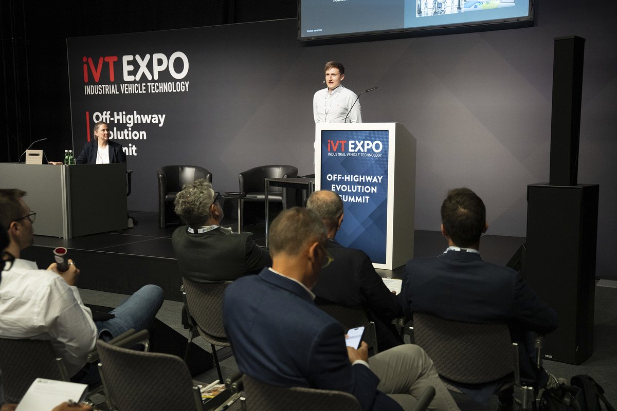 b_johannsen's tweet image. Speaking atte Industrial Vehicle Conference about how @SensmoreAI will bring the heavy machinery space forward in a truly scalable way.