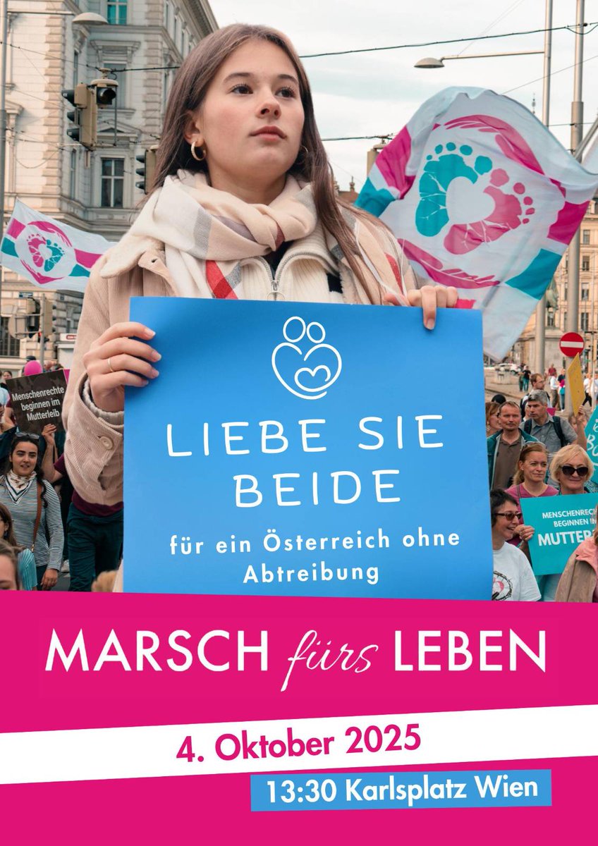 SEID DABEI: 4. Oktober 2025 am Wiener Karlsplatz!

Marsch fürs Leben Österreich!

Wie gefällt euch der neue Flyer? 🤩
