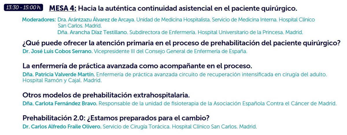 Por último, pero no menos importante, debatiremos sobre distintos modelos de prehabilitación en nuestros pacientes y así lograr la continuidad asistencial. Quedan 10 días, ¡¡¡no te lo pierdas y apúntate!!! ¡¡¡Muy pocas plazas aún disponibles!!! 🔜🔝🔜🔝🔜🔝